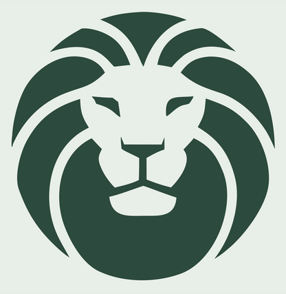 Circular Mane Negative Space Lion Emblem #e8efe9/#2d4a3e