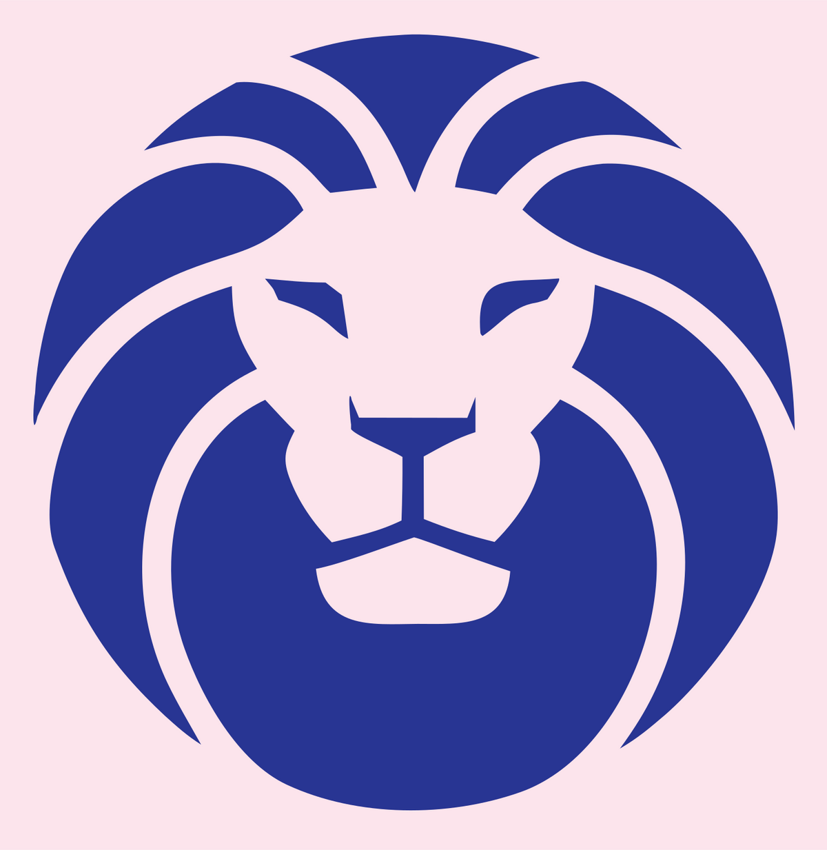 Circular Mane Negative Space Lion Emblem #fce4ec/#283593