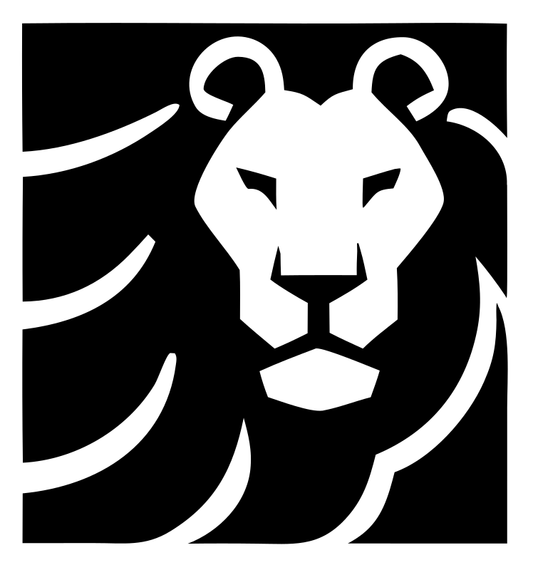 Square Frame Negative Space Lion Crest
