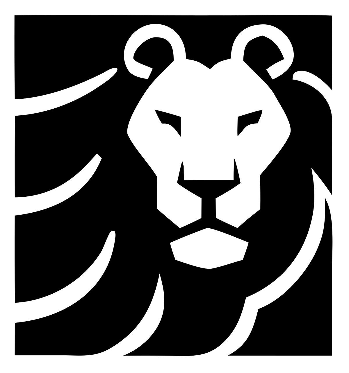 Square Frame Negative Space Lion Crest #ffffff/#000000