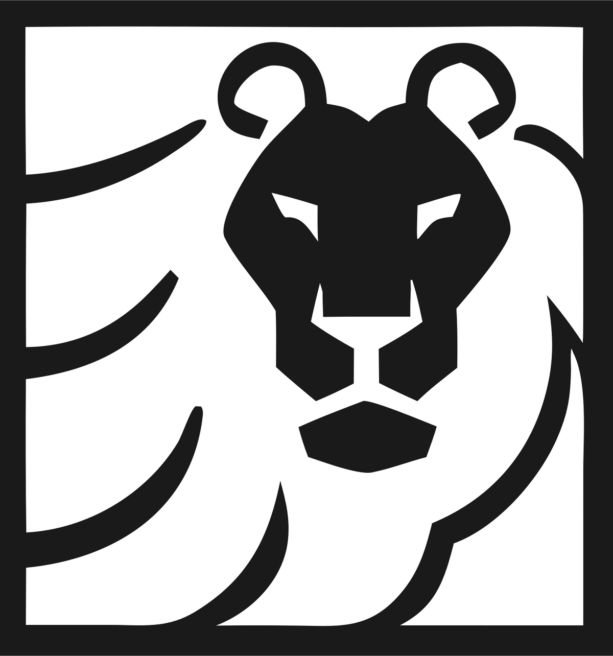Square Frame Negative Space Lion Crest #1a1a1a/#ffffff