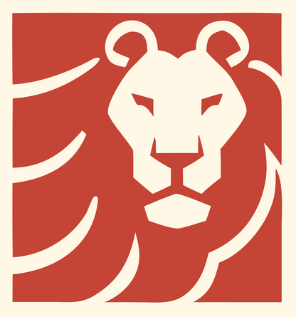 Square Frame Negative Space Lion Crest #fff8e7/#c44536