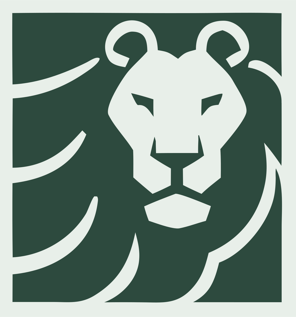 Square Frame Negative Space Lion Crest #e8efe9/#2d4a3e