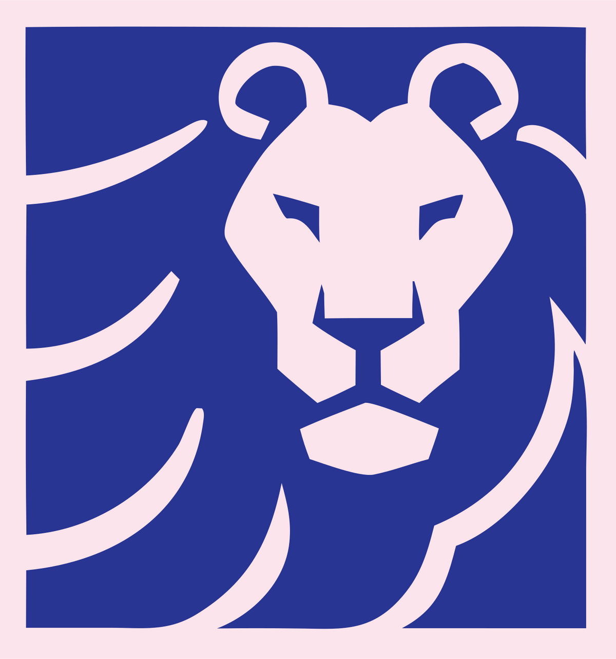 Square Frame Negative Space Lion Crest #fce4ec/#283593