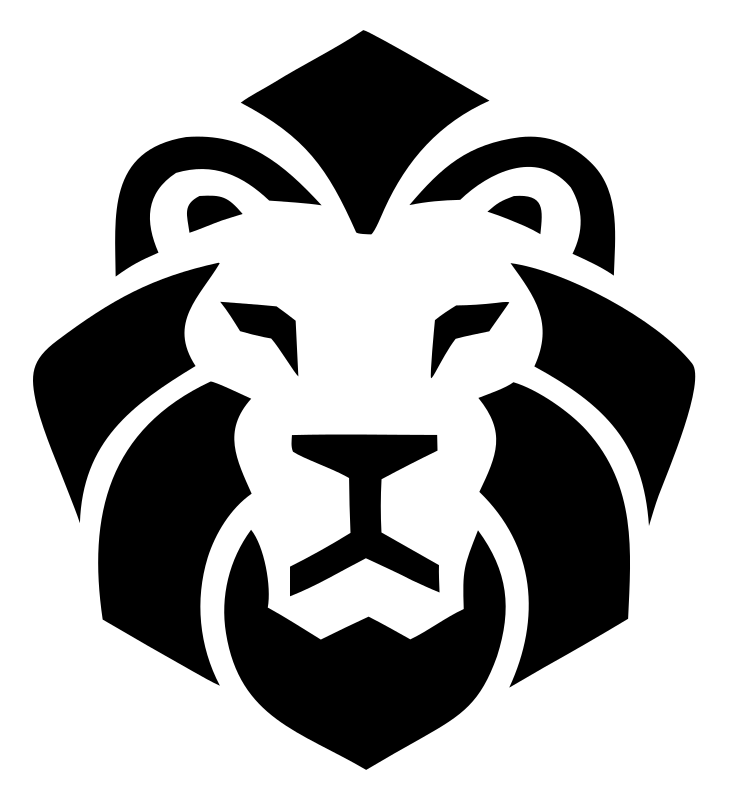 Monoline Mane Negative Space Lion Badge