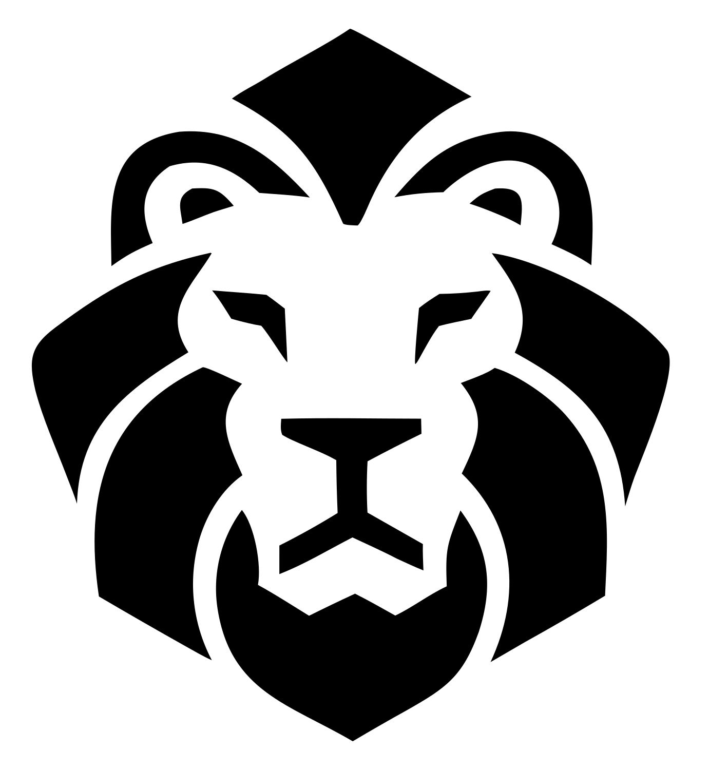 Monoline Mane Negative Space Lion Badge #ffffff/#000000