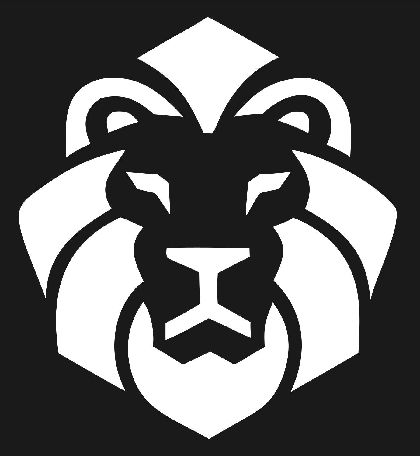 Monoline Mane Negative Space Lion Badge #1a1a1a/#ffffff