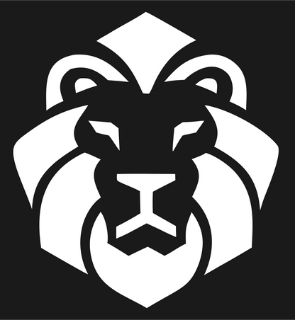Monoline Mane Negative Space Lion Badge #1a1a1a/#ffffff
