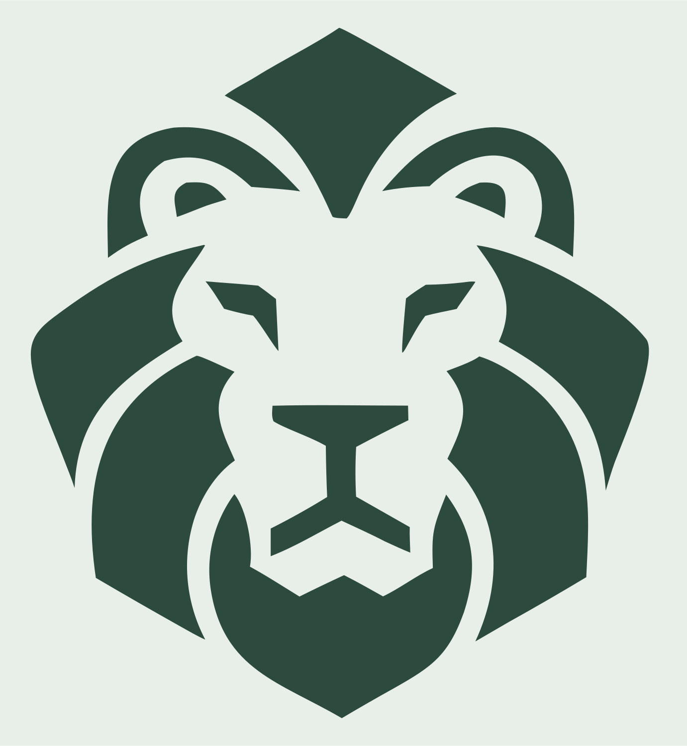 Monoline Mane Negative Space Lion Badge #e8efe9/#2d4a3e