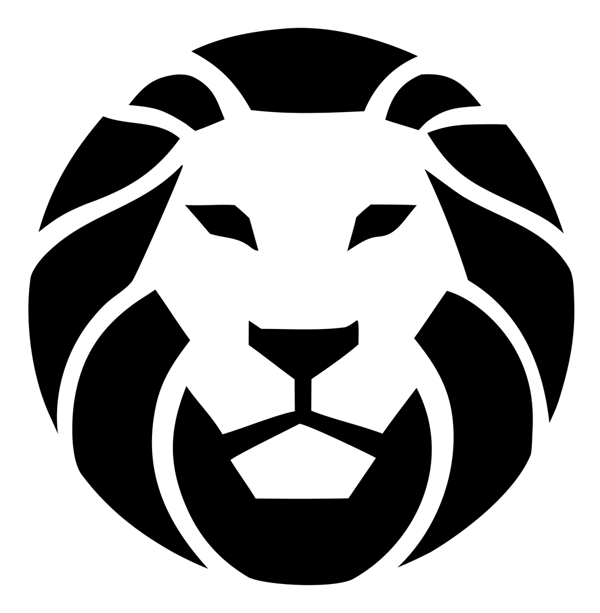 Flat Mane Silhouette Lion Head Crest #ffffff/#000000