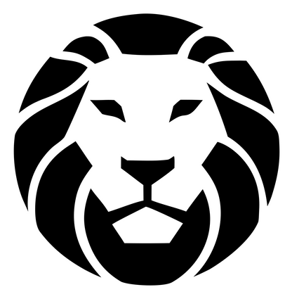 Flat Mane Silhouette Lion Head Crest #ffffff/#000000