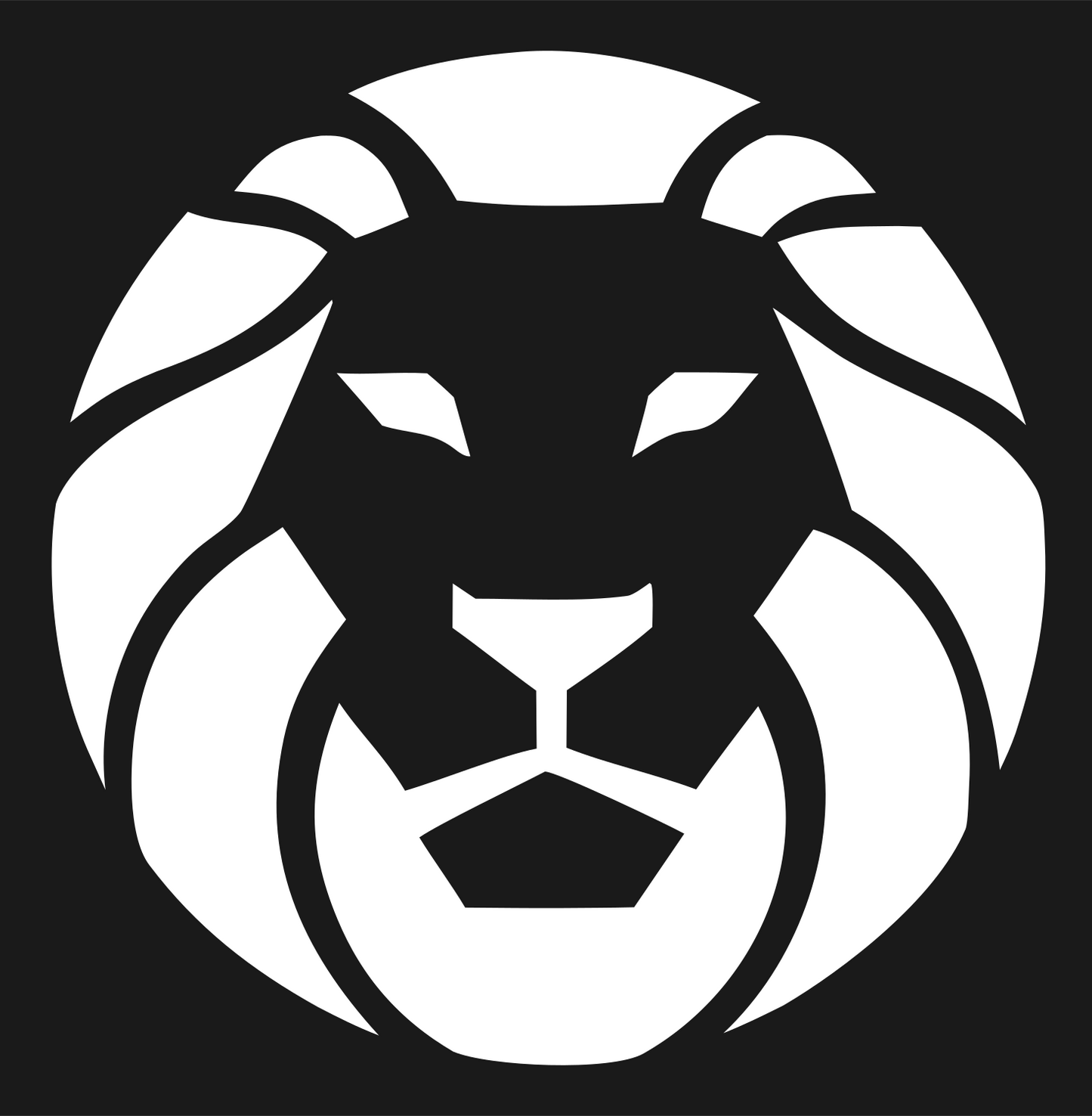 Flat Mane Silhouette Lion Head Crest #1a1a1a/#ffffff