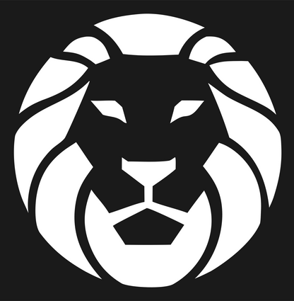 Flat Mane Silhouette Lion Head Crest #1a1a1a/#ffffff