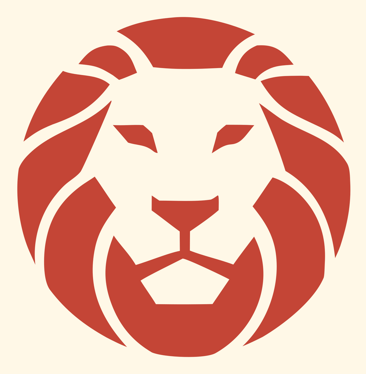 Flat Mane Silhouette Lion Head Crest #fff8e7/#c44536