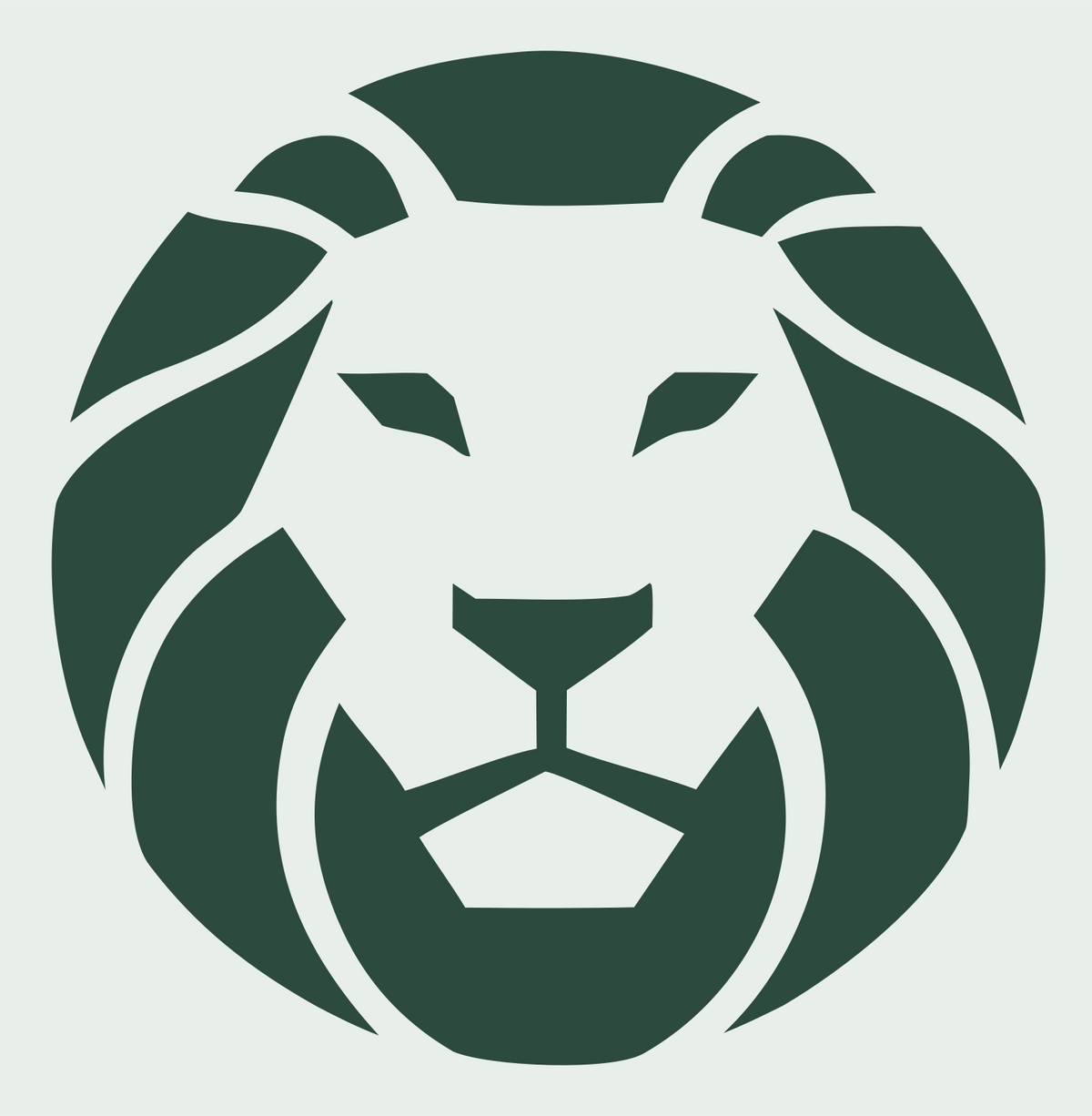 Flat Mane Silhouette Lion Head Crest #e8efe9/#2d4a3e