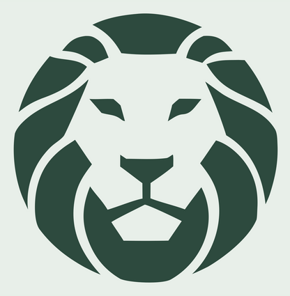 Flat Mane Silhouette Lion Head Crest #e8efe9/#2d4a3e