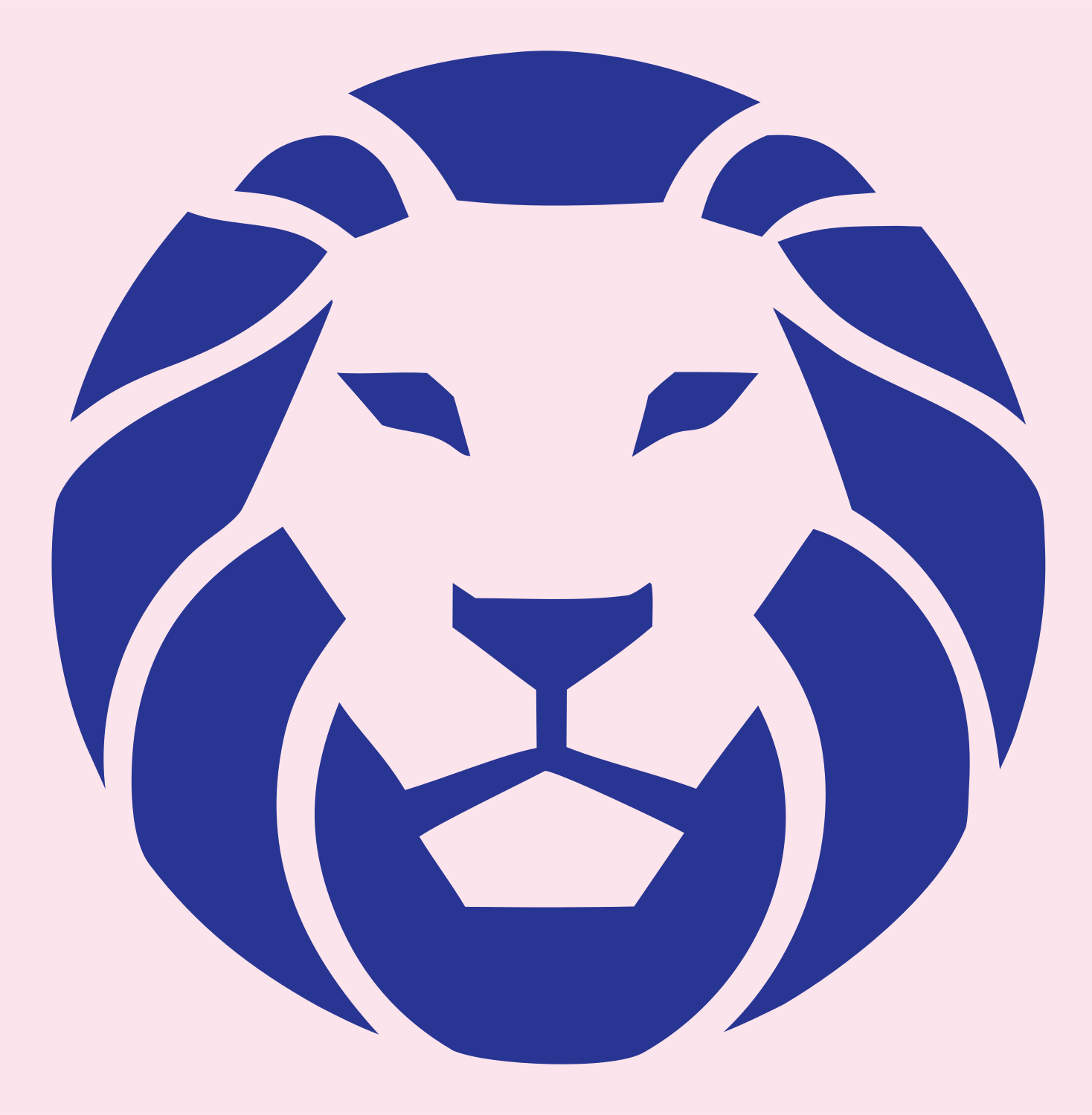 Flat Mane Silhouette Lion Head Crest #fce4ec/#283593