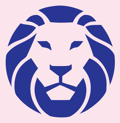 Flat Mane Silhouette Lion Head Crest #fce4ec/#283593