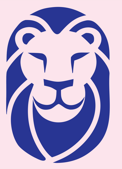 Bold Lion Head Crest #fce4ec/#283593