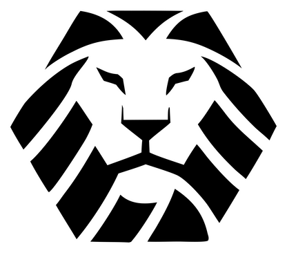 Striped Mane Negative Space Lion Crest #ffffff/#000000