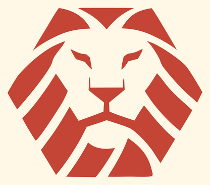 Striped Mane Negative Space Lion Crest #fff8e7/#c44536