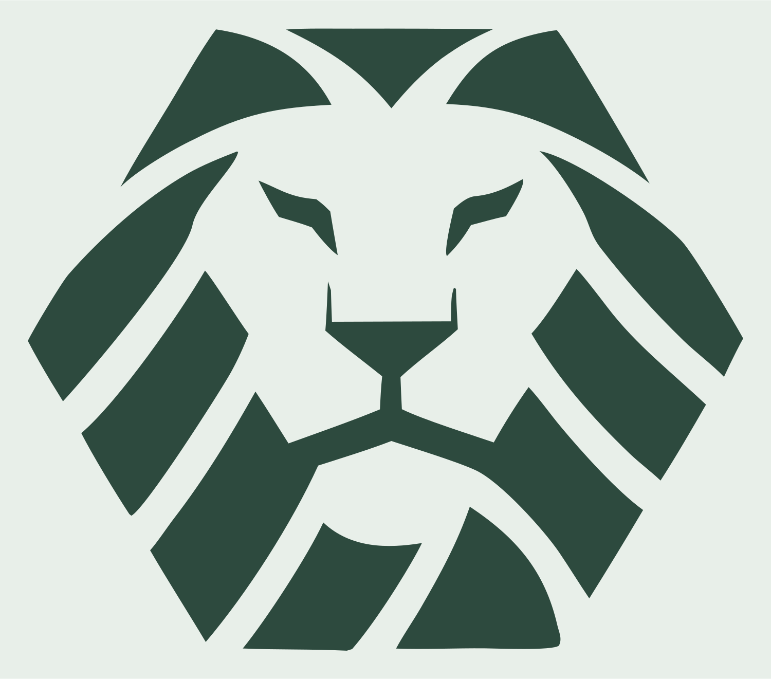 Striped Mane Negative Space Lion Crest #e8efe9/#2d4a3e