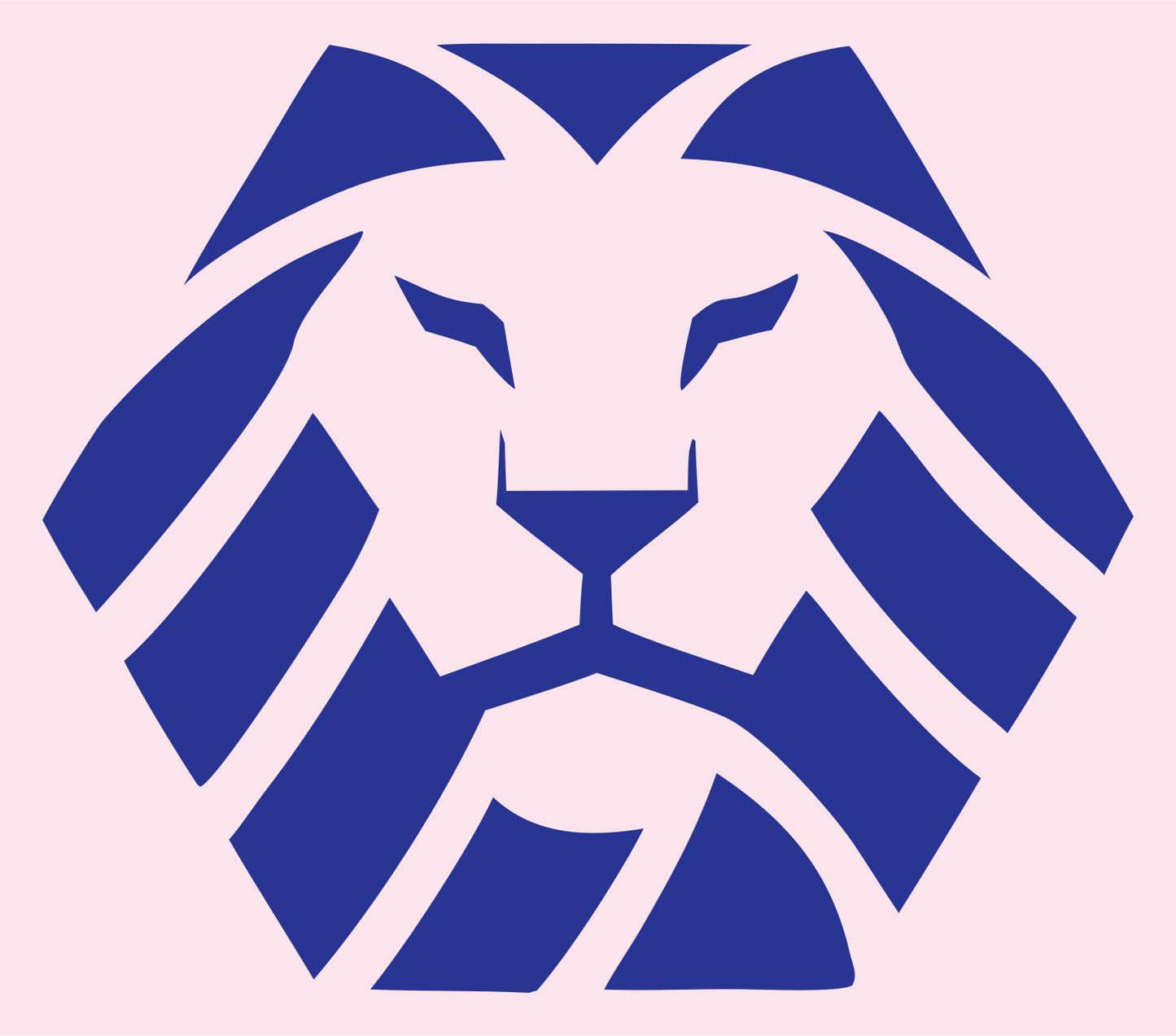 Striped Mane Negative Space Lion Crest #fce4ec/#283593