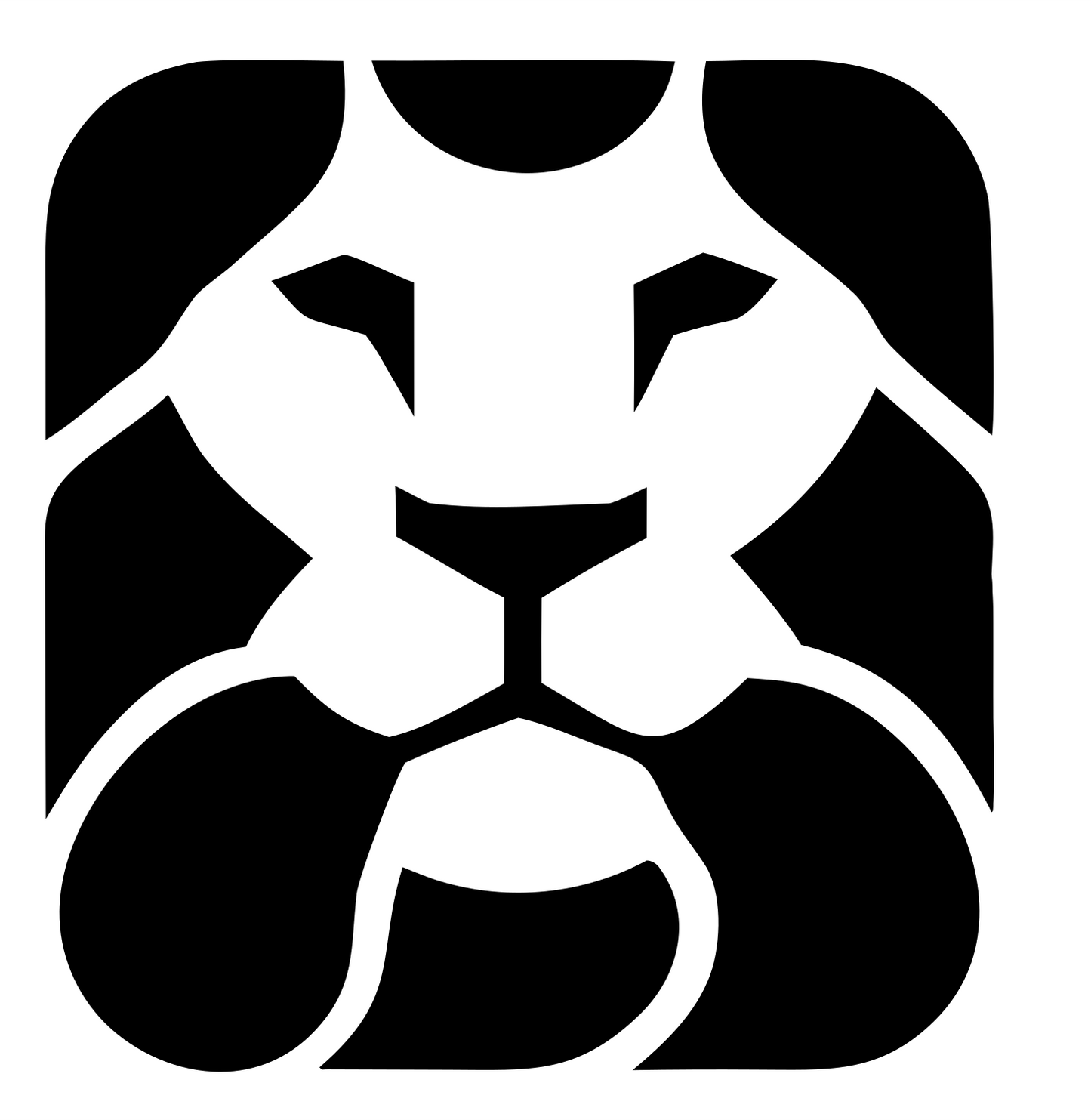 Rounded Square Flat Lion Face Icon #ffffff/#000000