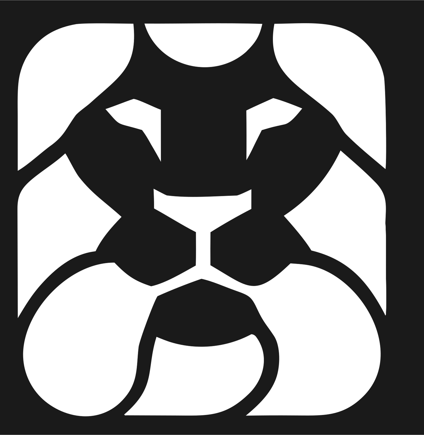Rounded Square Flat Lion Face Icon #1a1a1a/#ffffff