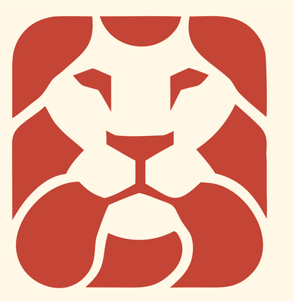 Rounded Square Flat Lion Face Icon #fff8e7/#c44536
