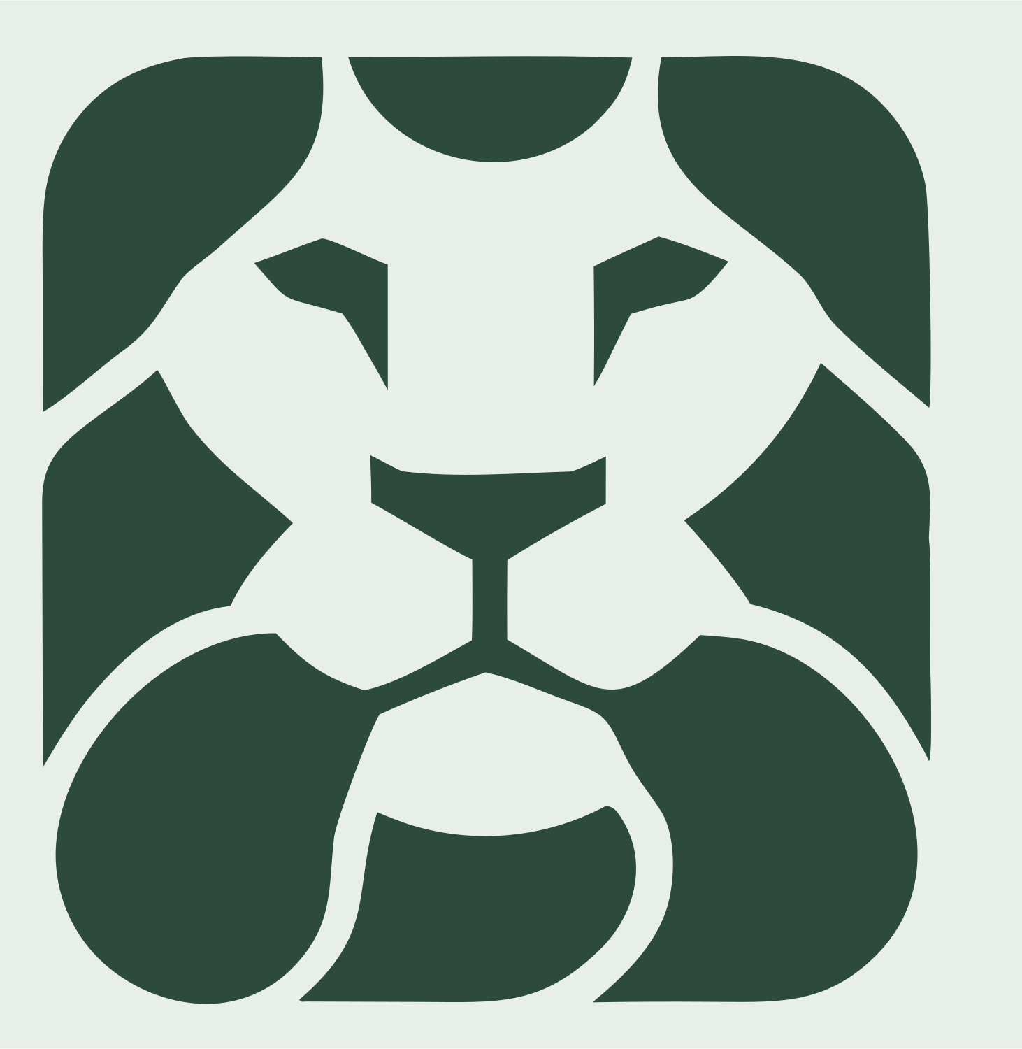 Rounded Square Flat Lion Face Icon #e8efe9/#2d4a3e