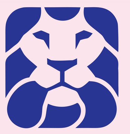 Rounded Square Flat Lion Face Icon #fce4ec/#283593