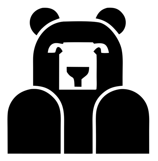 Brutalist Block Bear Seated Front Mark
