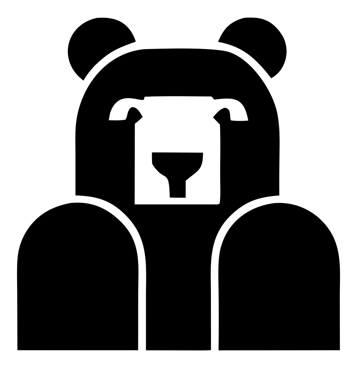 Brutalist Block Bear Seated Front Mark #ffffff/#000000
