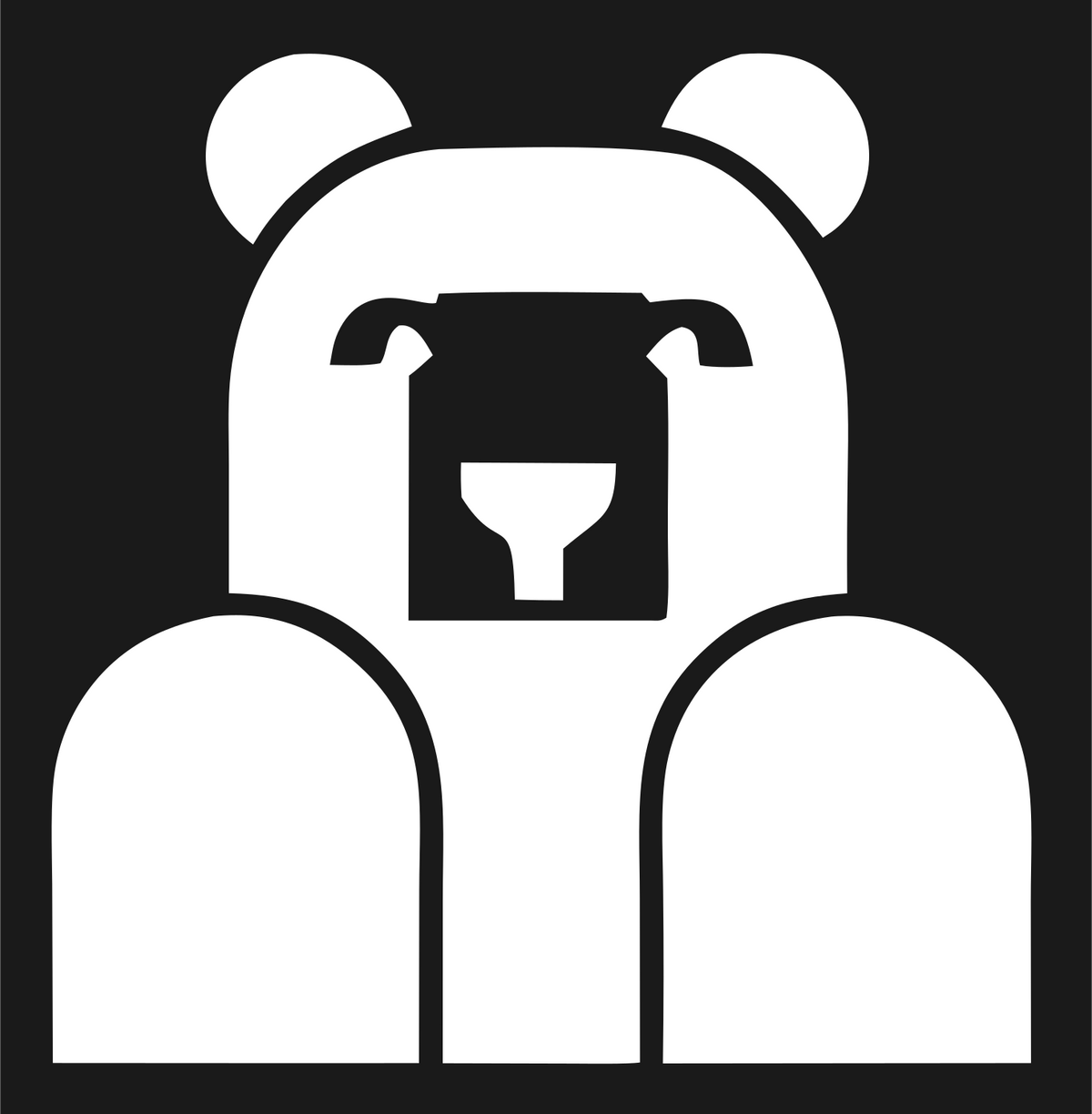 Brutalist Block Bear Seated Front Mark #1a1a1a/#ffffff