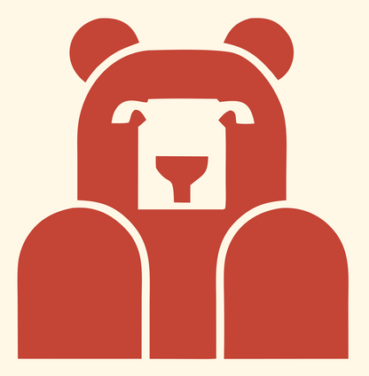 Brutalist Block Bear Seated Front Mark #fff8e7/#c44536