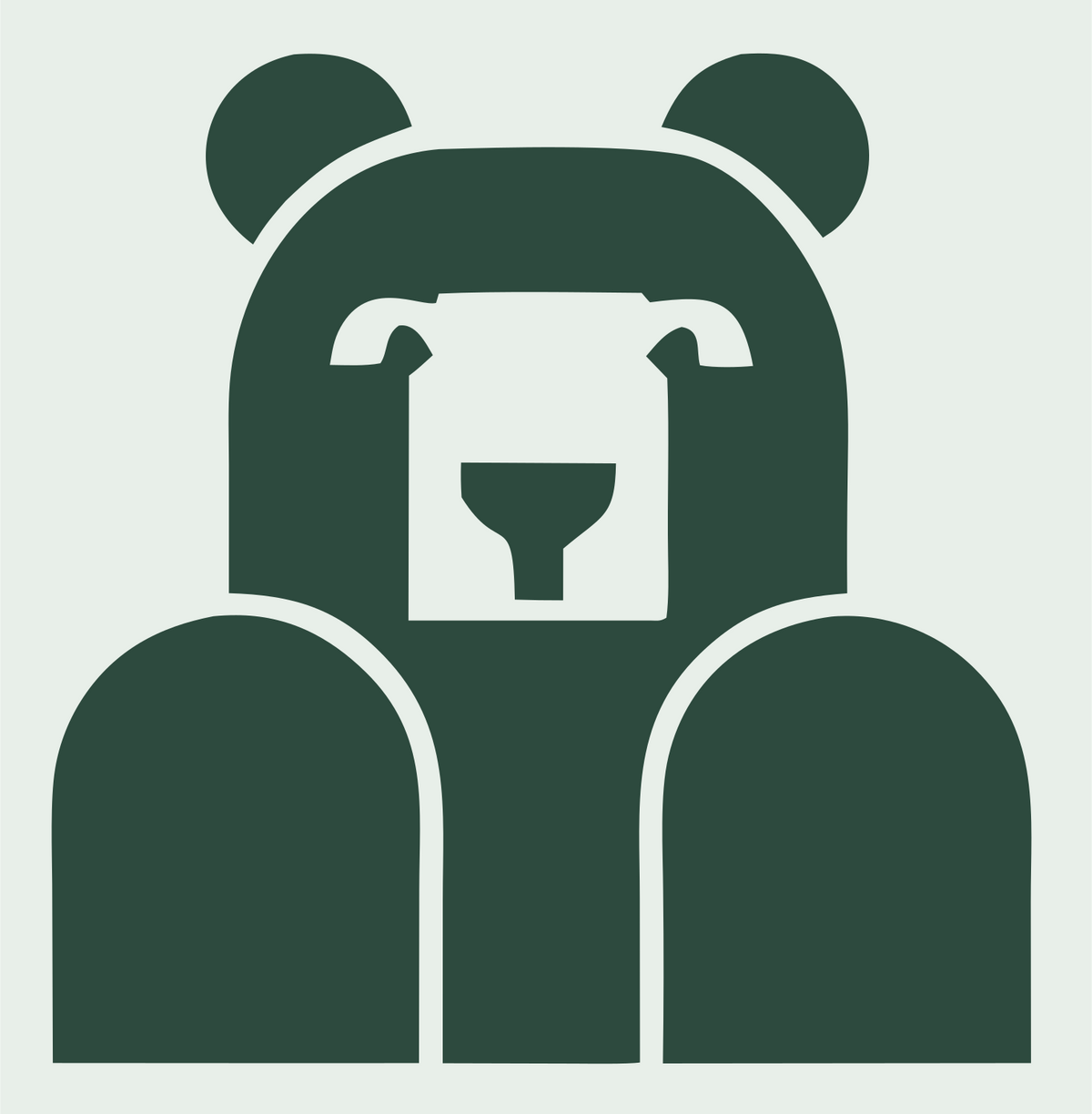 Brutalist Block Bear Seated Front Mark #e8efe9/#2d4a3e