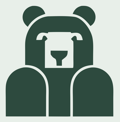 Brutalist Block Bear Seated Front Mark #e8efe9/#2d4a3e
