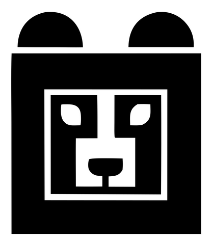 Brutalist Square Bear Face Mark #ffffff/#000000