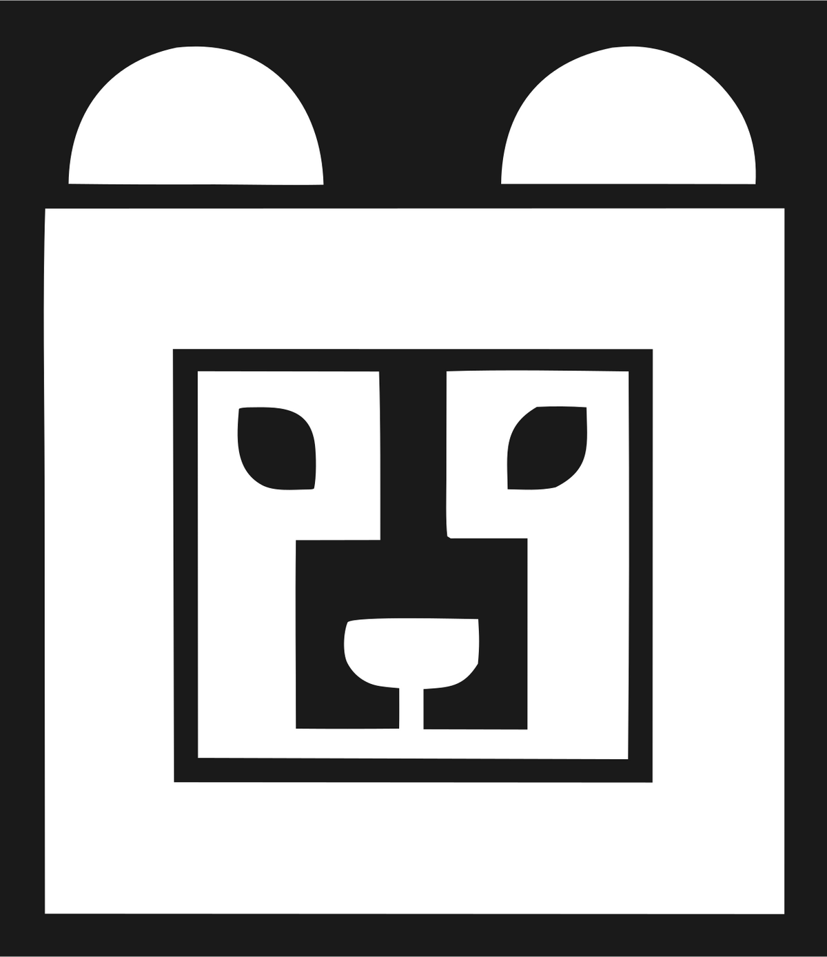 Brutalist Square Bear Face Mark #1a1a1a/#ffffff