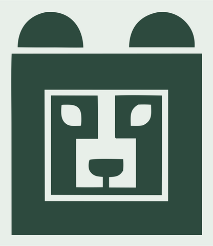 Brutalist Square Bear Face Mark #e8efe9/#2d4a3e