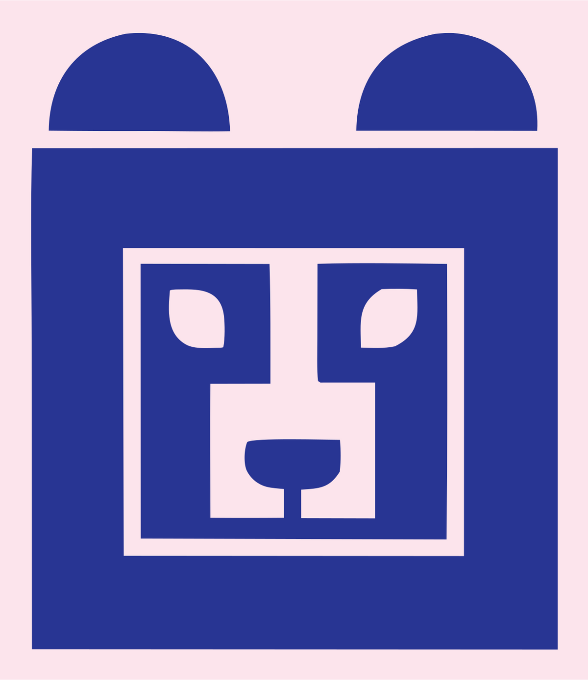 Brutalist Square Bear Face Mark #fce4ec/#283593