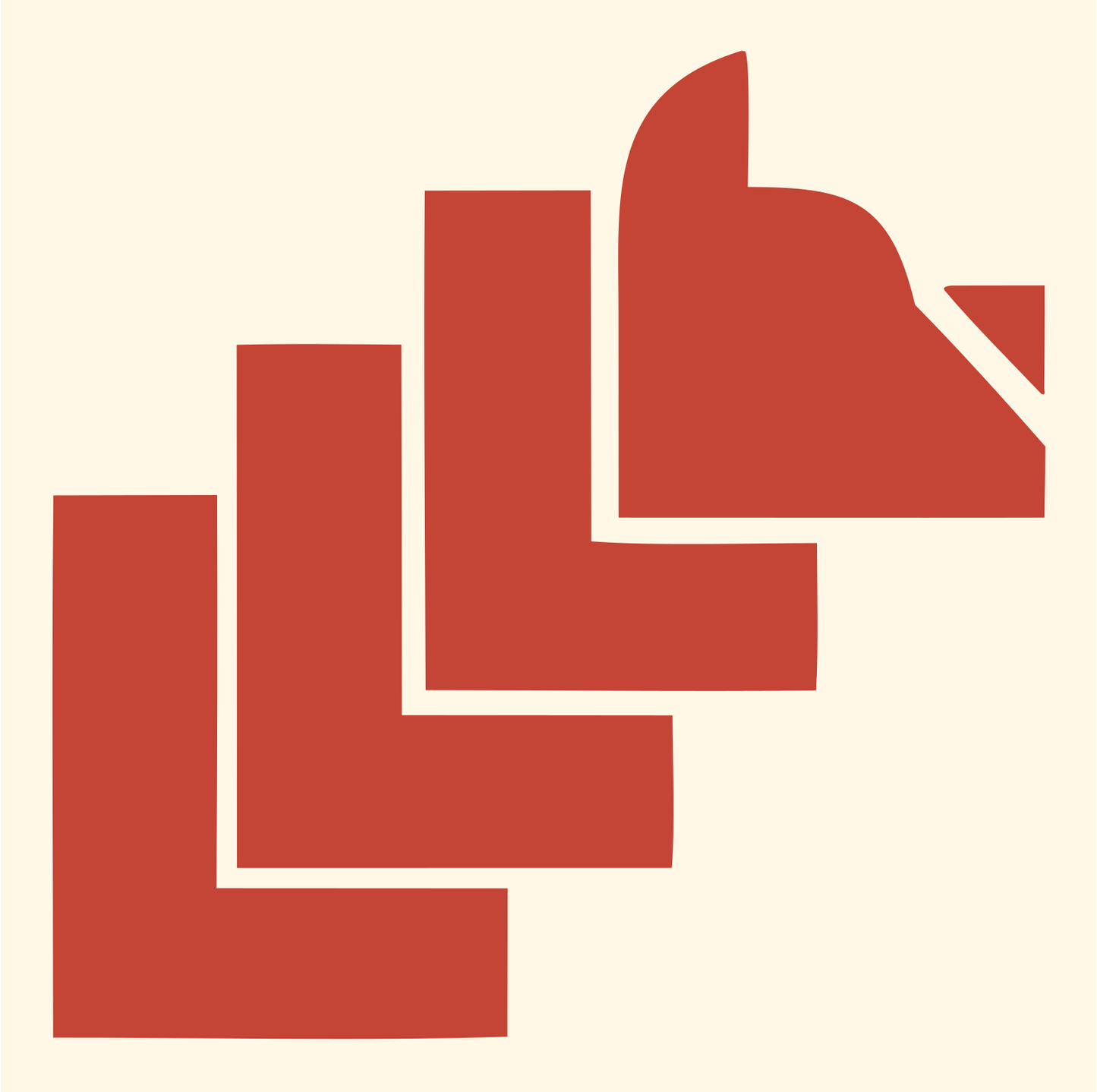 Brutalist Stacked Bear Silhouette Mark #fff8e7/#c44536