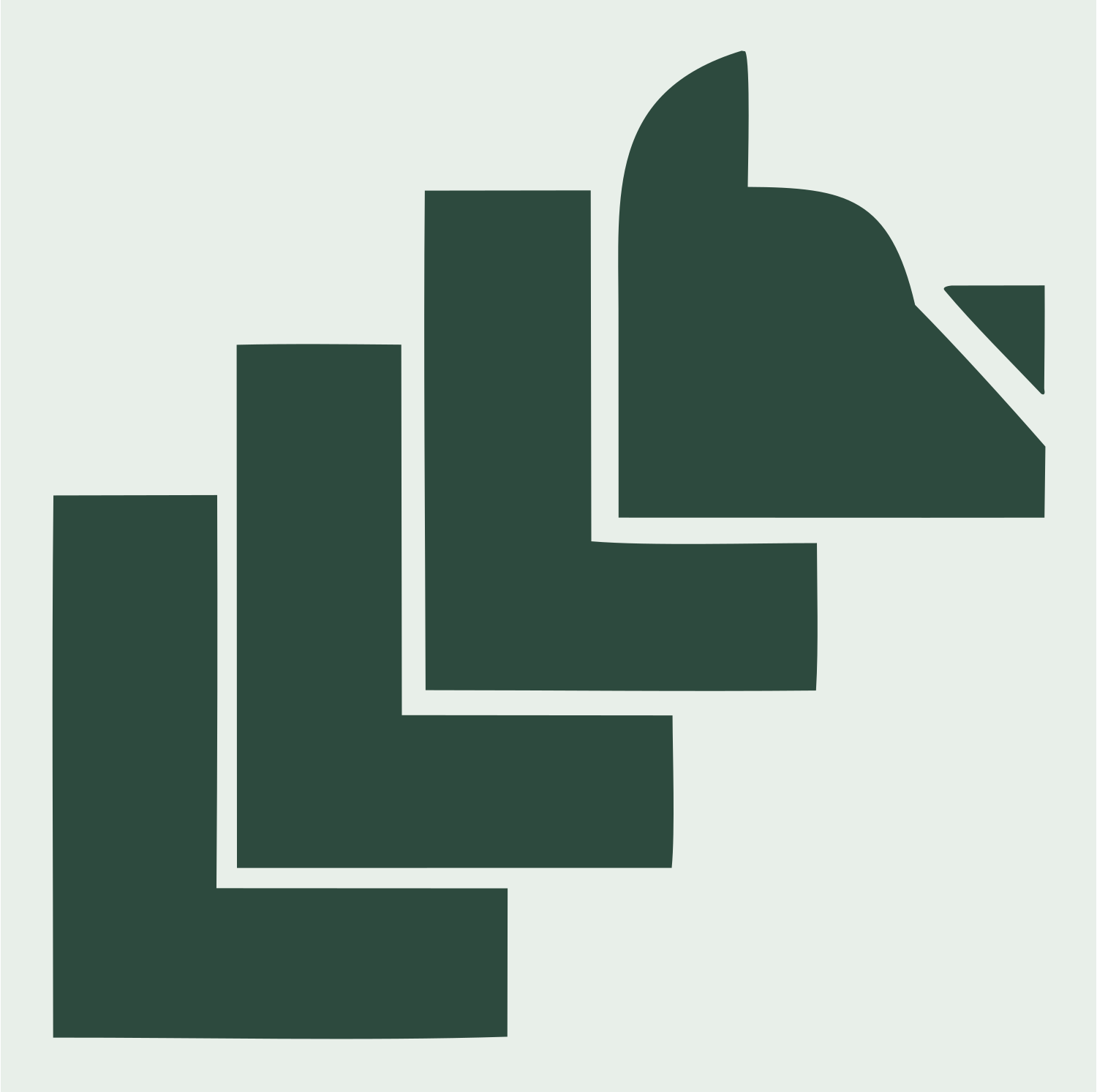 Brutalist Stacked Bear Silhouette Mark #e8efe9/#2d4a3e