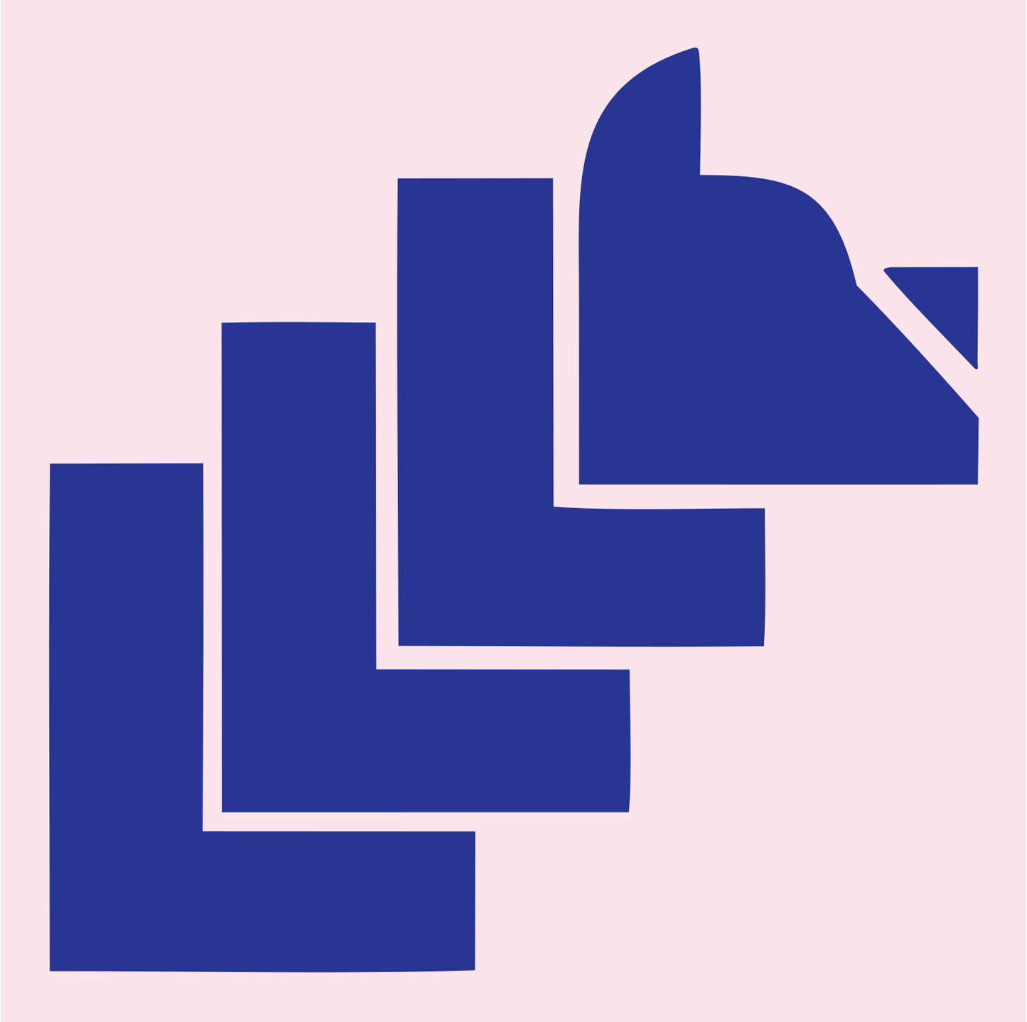 Brutalist Stacked Bear Silhouette Mark #fce4ec/#283593