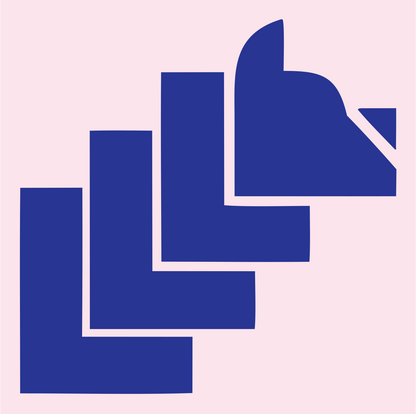 Brutalist Stacked Bear Silhouette Mark #fce4ec/#283593