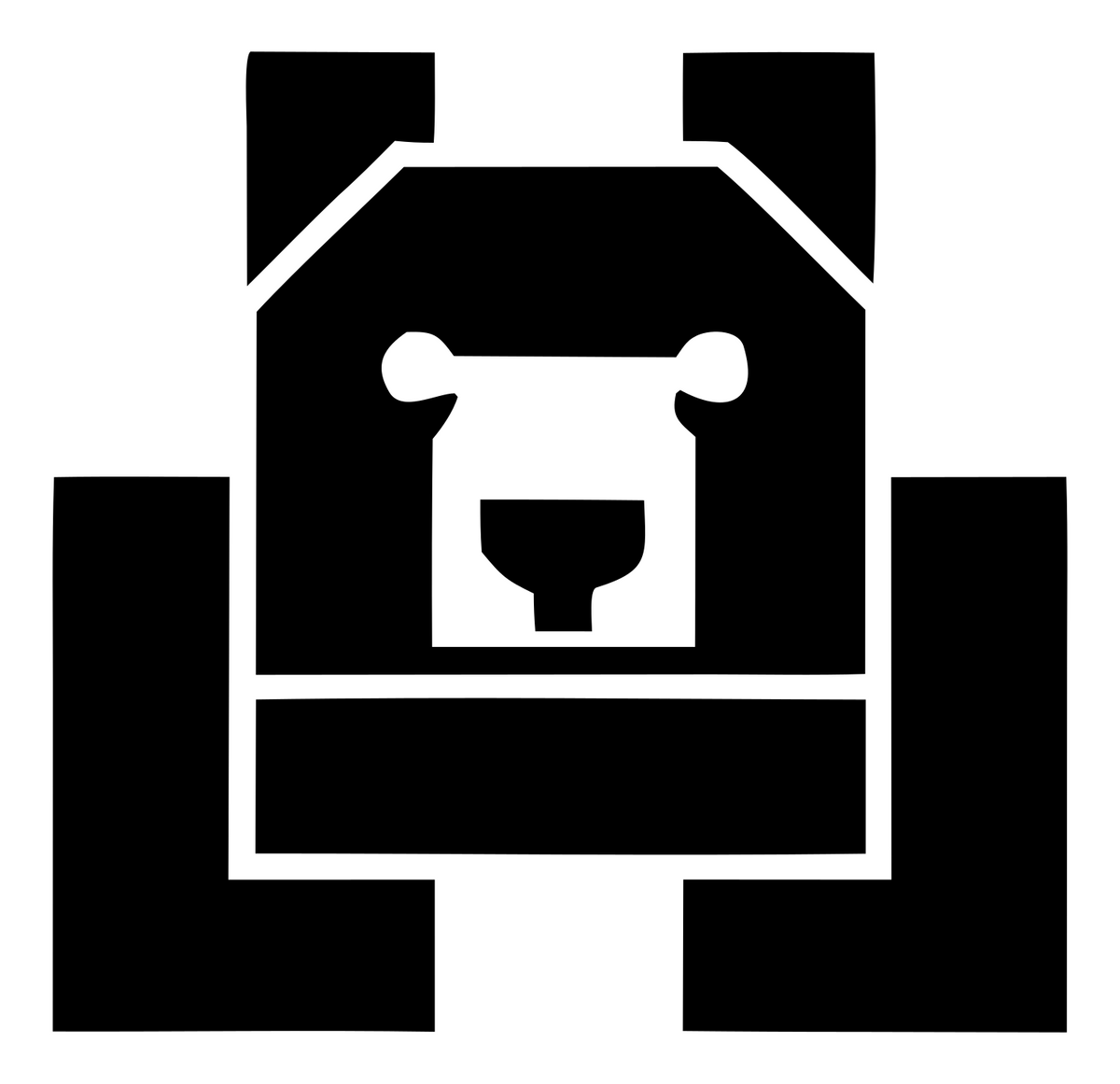 Brutalist Block Bear Front-Facing Mark #ffffff/#000000