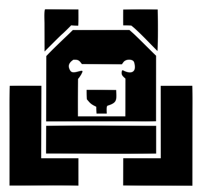 Brutalist Block Bear Front-Facing Mark #ffffff/#000000