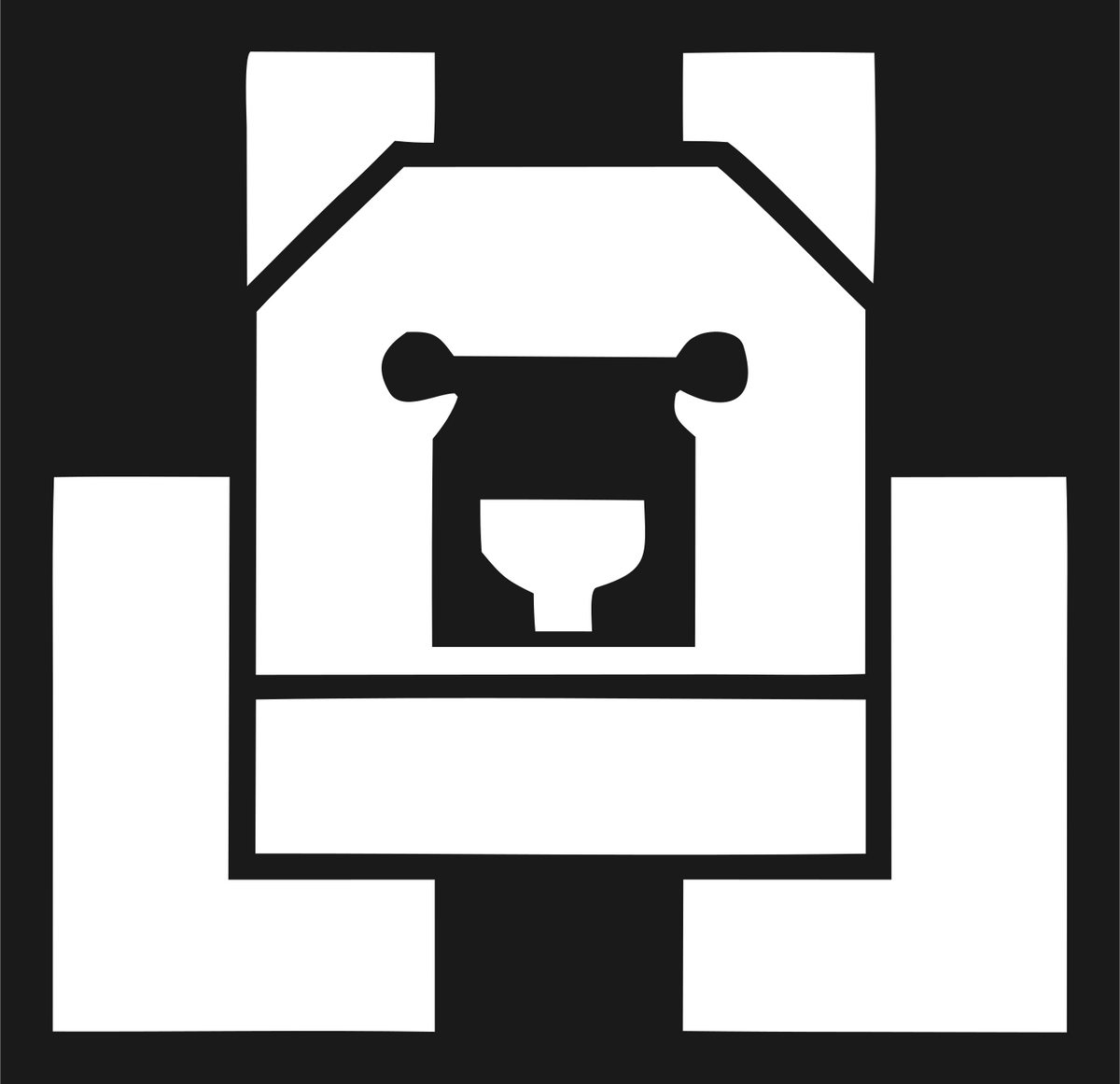 Brutalist Block Bear Front-Facing Mark #1a1a1a/#ffffff
