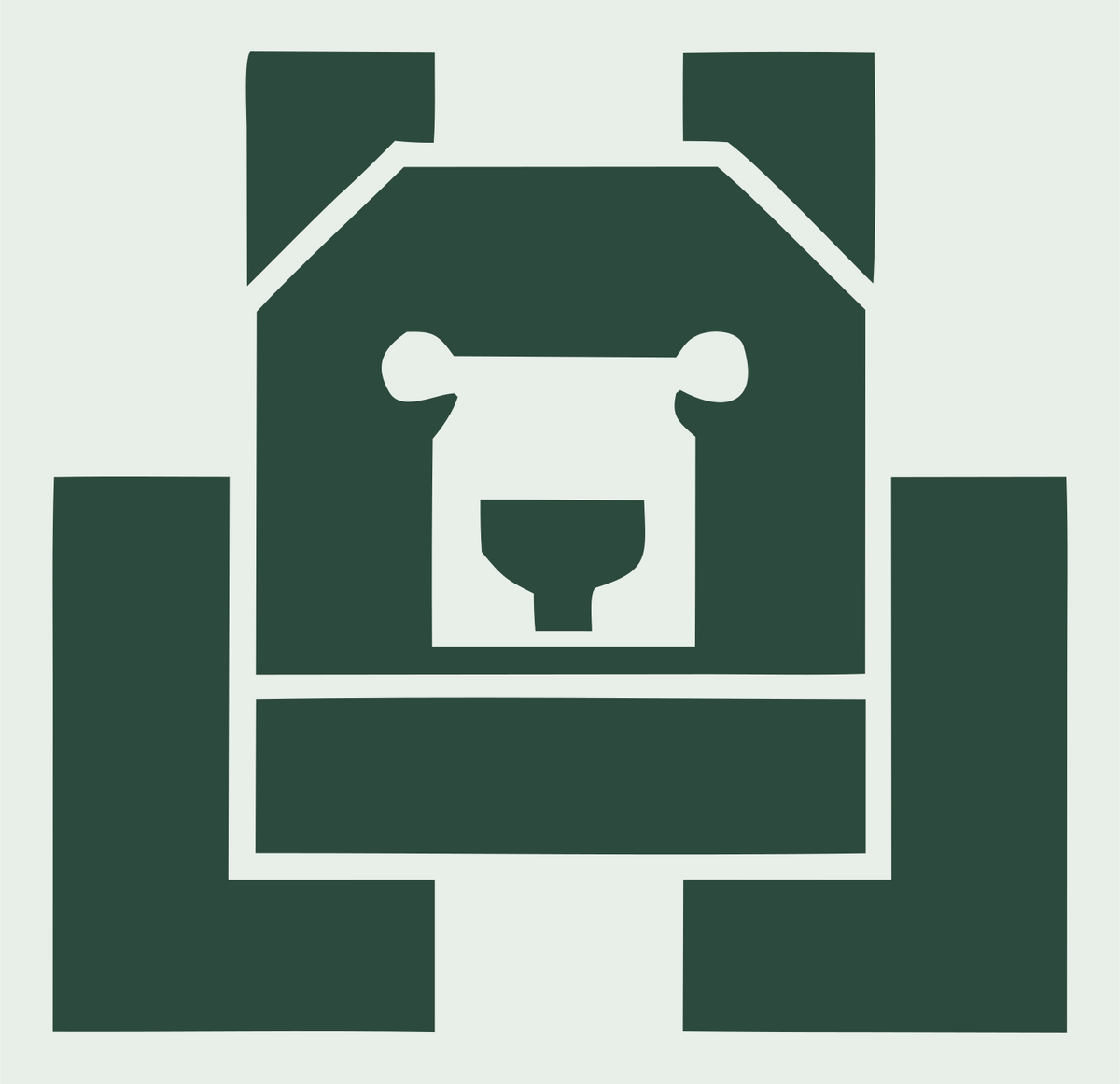 Brutalist Block Bear Front-Facing Mark #e8efe9/#2d4a3e